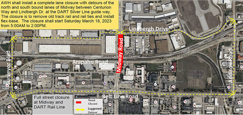 Midway detour map March 15